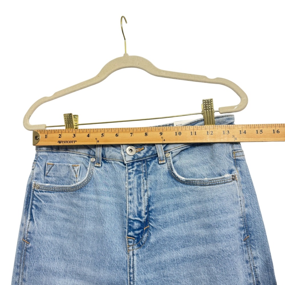 Zara Slim Fit Jeans Women 4 Light Blue NEW High Rise Distressed Cropped 6164/064 - Picture 4 of 11